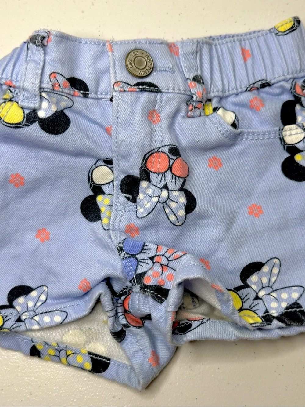 GAP Light Blue Minnie Mouse Bow Print Shorts